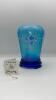 Fenton 90th Anniversary Edition Celeste Blue Stretch Glass Vase w/ Cobalt Blue Vase - 14