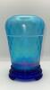 Fenton 90th Anniversary Edition Celeste Blue Stretch Glass Vase w/ Cobalt Blue Vase - 16