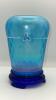 Fenton 90th Anniversary Edition Celeste Blue Stretch Glass Vase w/ Cobalt Blue Vase - 3