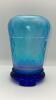 Fenton 90th Anniversary Edition Celeste Blue Stretch Glass Vase w/ Cobalt Blue Vase - 17