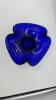 Fenton Cobalt Blue Ruffled Rim Hand Painted Vase - 14