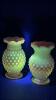 Cranberry Opalescent Hobnail Glass Pitchers, Vases & Hand Baskets - 57