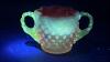 Cranberry Opalescent Hobnail Candle Holders, Glass Bowls & Sugar and Creamer Set - 21