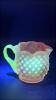 Cranberry Opalescent Hobnail Candle Holders, Glass Bowls & Sugar and Creamer Set - 4