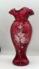 Fenton Cranberry "Jack in the Pulpit" Vase & Footed Vase - 26
