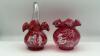 Fenton Cranberry Ruffled Rim Hand Basket & Vase