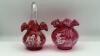 Fenton Cranberry Ruffled Rim Hand Basket & Vase - 21