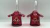 Fenton Cranberry Ruffled Rim Hand Baskets (2)