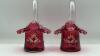 Fenton Cranberry Ruffled Rim Hand Baskets (2) - 22