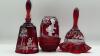 Fenton Mary Gregory Style Ruby Red Glass Bells & Fairy Lamp