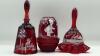 Fenton Mary Gregory Style Ruby Red Glass Bells & Fairy Lamp - 38