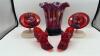 Fenton Ruby Red Glass Hats, Vase & Cathead Glass Slipper Shoes (2) - 40