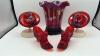 Fenton Ruby Red Glass Hats, Vase & Cathead Glass Slipper Shoes (2) - 41