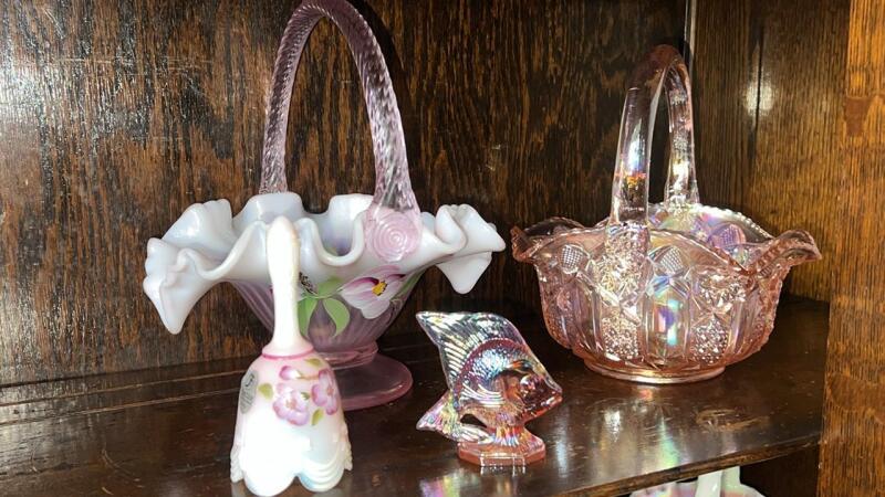 Fenton Glass & L.E Smith Glass Hand Basket
