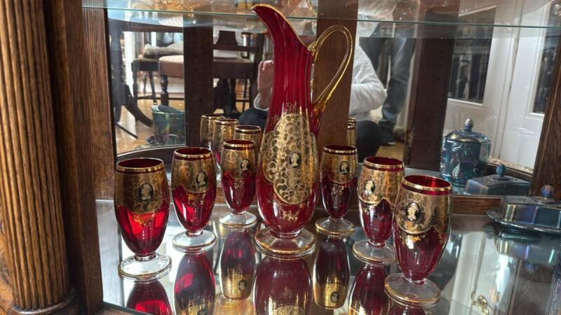 Murano Venetian Glass Pitcher & Goblets