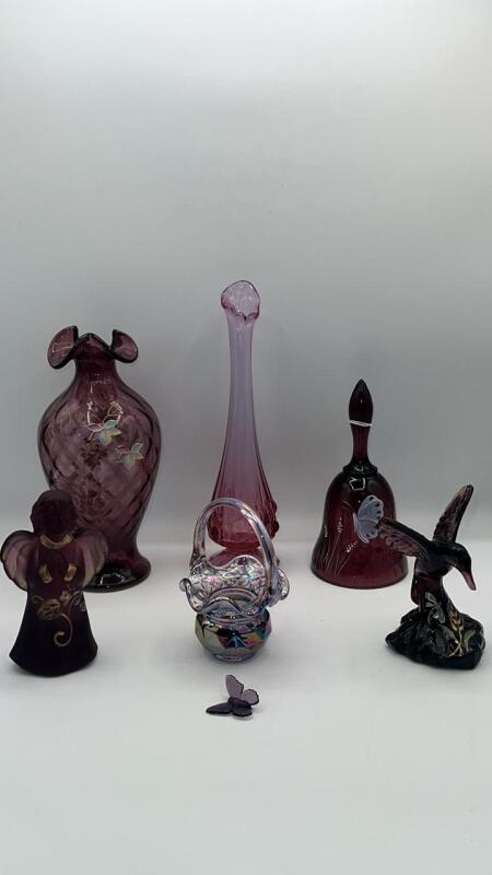 Fenton Violet Iridized Glass, Plum Glass & Dusty Rose Glass