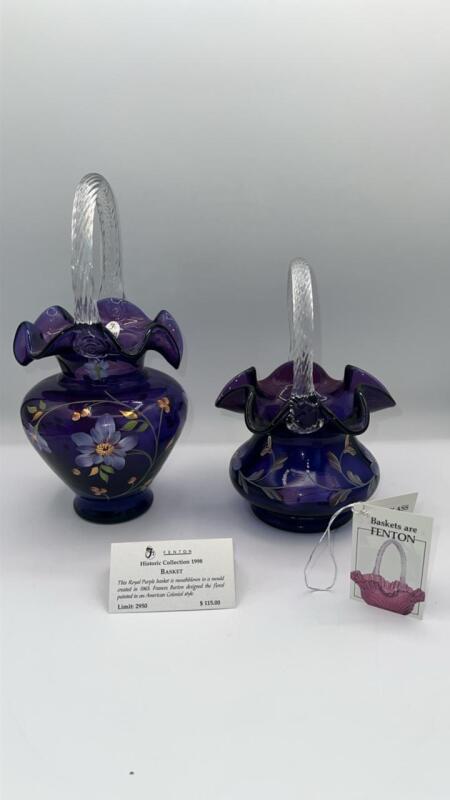Fenton Royal Purple Glass Hand Baskets (2)