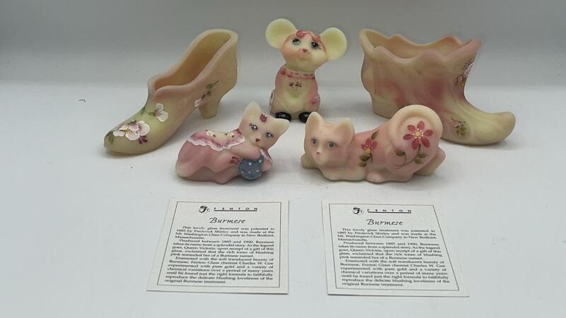 Fenton Burmese Glass Animal Figurines & Slippers