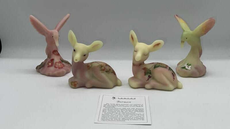Fenton Burmese Glass Hand Painted Animal Figurines