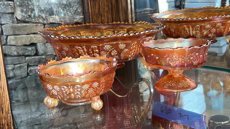 Fenton Marigold Carnival Glass Footed Master Berry Bowls (2) & Compote