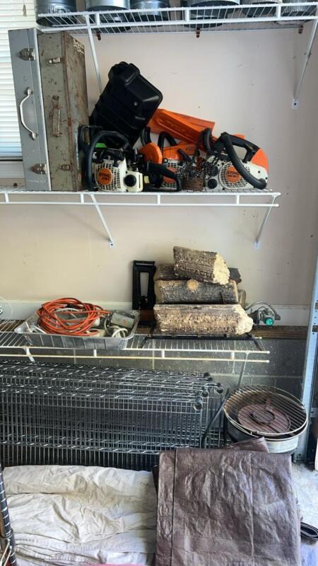 Stihl Chainsaw Powerheads, Shelving Rack, Tarps & Camping Grill