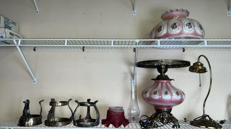 Hurricane Lamp & Brass Pieces