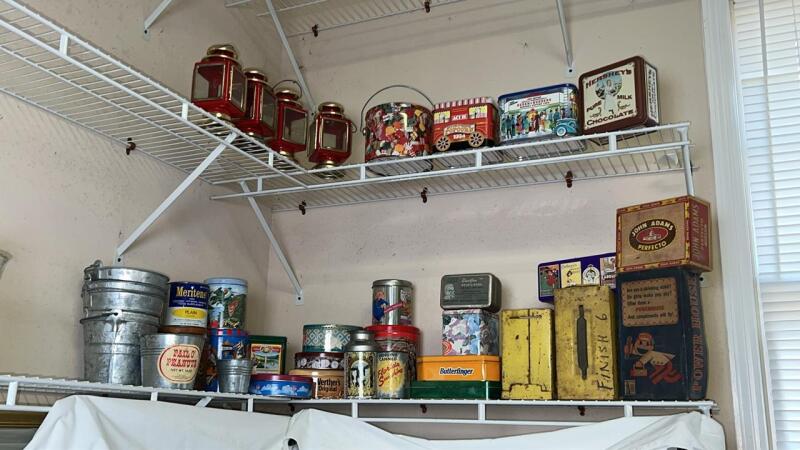 Collectible Tins, Red Lantern Candle Votives & Vintage Books
