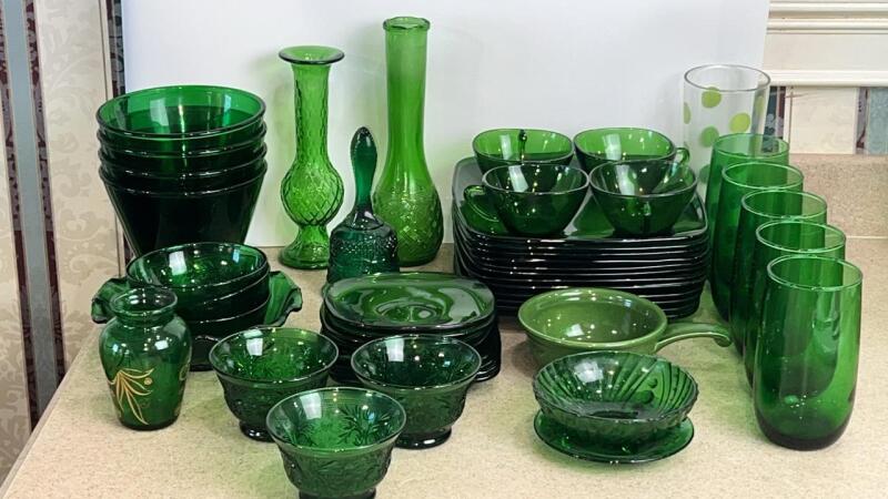 Green Glass Dishes