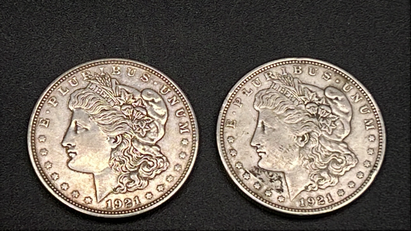 (2) 1921 Morgan Silver Dollars