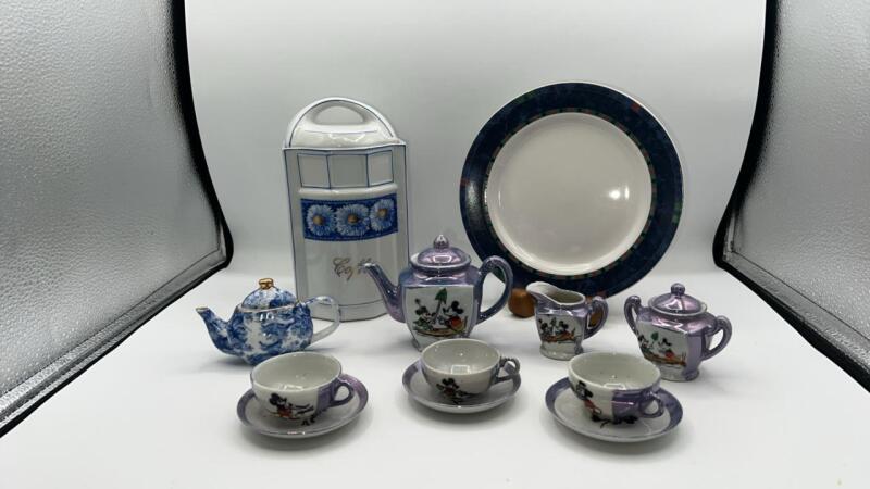 Mickey Mouse Collectible Mini Tea Set w/ Pfalzgraff Decorative Plate