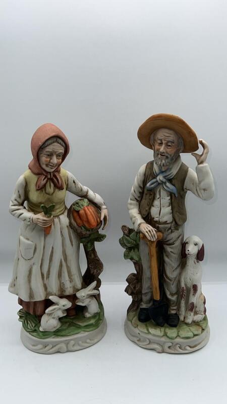 Old Man & Woman Farmer Figurines