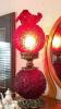 Poppy Ruby Red Gone With The Wind Electric Parlor Lamp w/ Mini Tea Set - 3