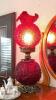 Poppy Ruby Red Gone With The Wind Electric Parlor Lamp w/ Mini Tea Set - 4