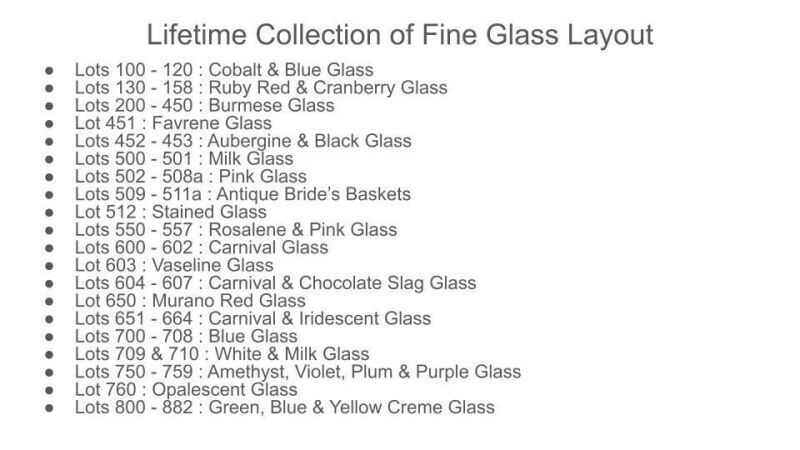 Lifetime Collection of Fine Glass Layout
