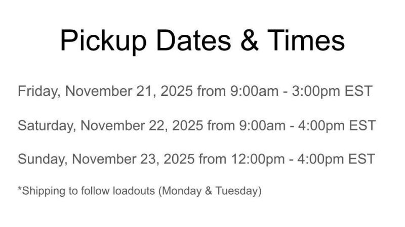 Pickup Dates & Times