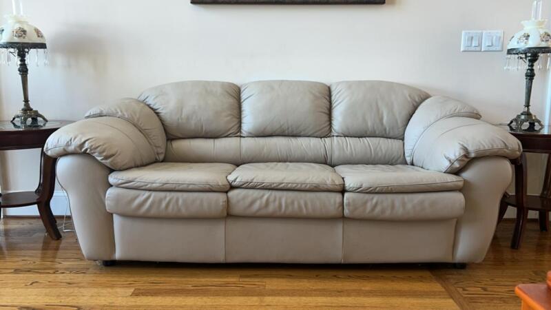 Tan Leather Sofa & Matching Love Seat