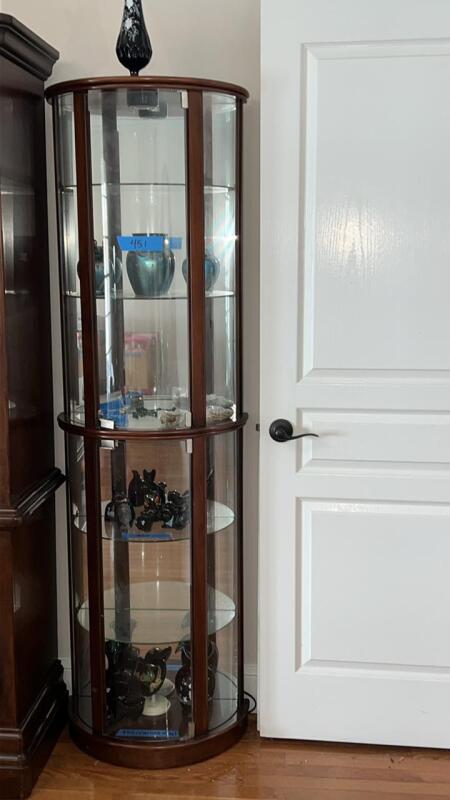 Wooden Lighted China Curio Cabinets x2