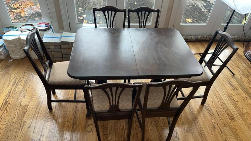 Wooden Dining Table & Chairs (6)