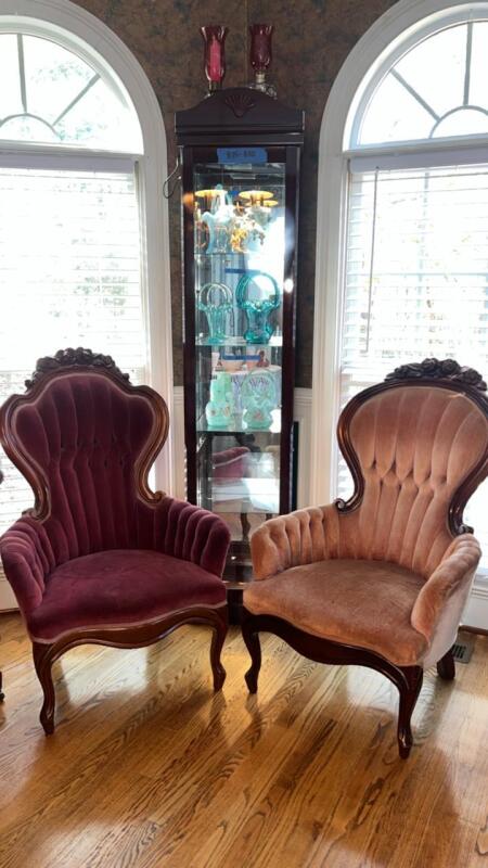 Velvet Victorian Parlor Chairs (2)