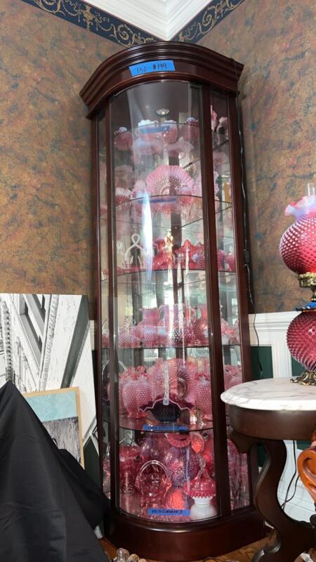 Wooden Lighted China Curio Cabinets x2