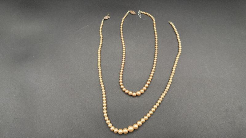 Vintage Pearl Necklaces clasp is Sterling