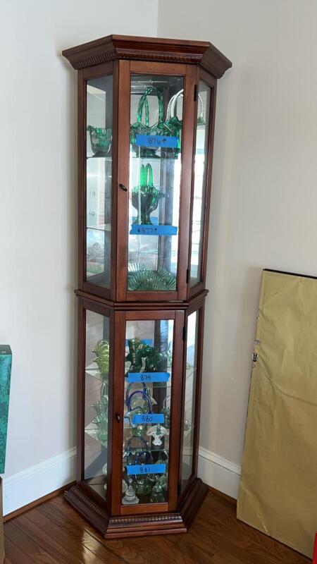 Vintage Wooden Lighted China Curio Cabinet