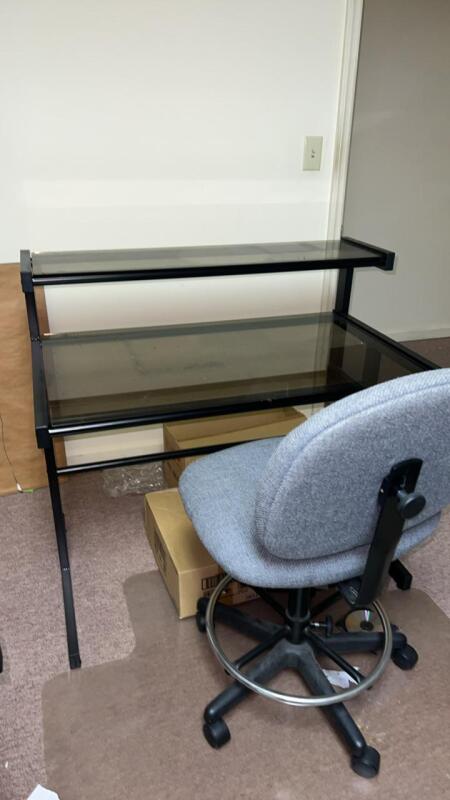 Glass Top Desk & Computer Chair