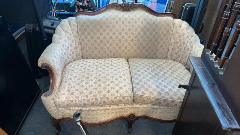 Antique Floral Upholstered Settee