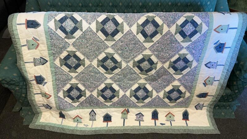 Cottage Core Vintage Quilt With Birdhouse Border