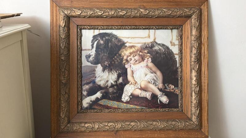 Antique Oak Framed Art