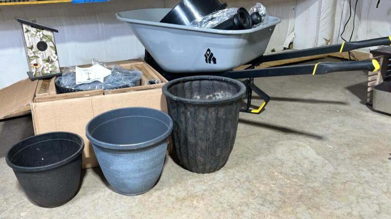 Wheelbarrow, Solar Plant Stands & More