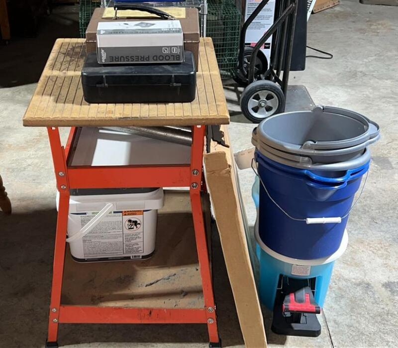 Workbench, buckets, spin mop & more