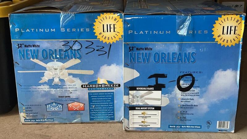 (2) Harbor Breeze 52in. Matte White New Orleans Light Fixtures (2)