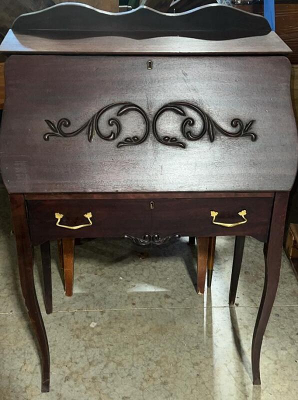 Vintage Wooden Drop-Front Secretary Desk